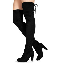 2019 Women Fashion Comfy Vegan Suede Block Heel A169 Side Zipper Thigh High Over The Knee Boots